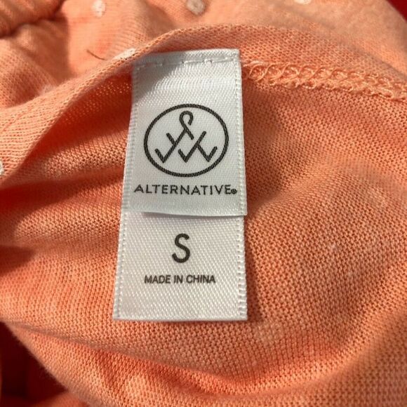 Alternative Romper Womens Small S Orange Polka Dot Scoop Faux Wrap Back Casual - Picture 3 of 4